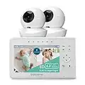 Babysense Baby Monitor, 4.3" Split Screen, Video Baby Monitor with Two Cameras and Audio, Remote PTZ, 960ft Range (Open Space), Adjustable Night Light, Two-Way Audio, Zoom, Night Vision, Lullabies