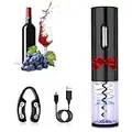 Gohytal Sacacorchos Eléctrico,Abrebotellas de Vino Automático Profesional con Cortador Cápsulas,Abridor de Botellas de Vino Recargable USB,Abrelatas de Vino Set Regalo para Los Amantes del Vino