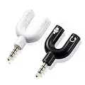 Headset Kit De Audio EstéReo del Divisor 2 VíAs Adaptador U Divisor 3,5 Mm Audio EstéReo Jack para Auriculares para Todos Los Dispositivos con Conector Jack De 3,5 Mm (2 Pack) Blanco Y Negro