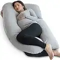 Pharmedoc Almohada para Embarazadas, Almohada de Cuerpo Entero en Forma de U Gris y Soporte para la Maternidad - Soporte para la Espalda, Caderas, piernas y Vientre para Mujeres Embarazadas