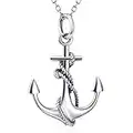 LUHE Anchor Necklace Sterling Silver Polished Nautical Anchor Rope Fine Jewelry for Men Women, for Her (Anchor Necklace) (Anchor Necklace)