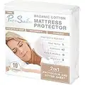 Pure Siesta Organic Cotton 5-Sided Waterproof Mattress Protector, Washable, Breathable & noiseless Bed Cover (Twin)