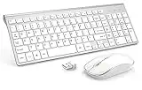 Wireless Keyboard and Mouse Combo,JOYACCESS USB Slim Wireless Keyboard Mouse with Numeric Keypad Compatible with iMac Mac PC Laptop Tablet Computer Windows (Silver White)