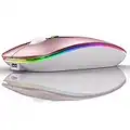 Bluetooth Mouse,Wireless Mouse Dual Mode(Bluetooth 5.0 and 2.4G Wireless) Rechargeable Led Bluetooth Mouse with 3 Adjustable DPI for iPad , MacBook pro,MacBook AIr,Laptop,Computer (Rose Gold)