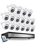 ZOSI H.265+ 1080p 16 Channel Security Camera System,16 Channel CCTV DVR with Hard Drive 4TB and 16 x 1080p Indoor Outdoor Dome Camera, 80ft Night Vision, 105° View Angle, Remote Control, Alert Push