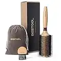 BESTOOL Brosse ronde pour brushing, poils de sanglier avec épingles en nylon Brosse à cheveux ronde, brosse de coiffage ronde professionnelle pour femmes et hommes (Barrel 38mm)