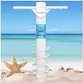 AMMSUN Beach Umbrella Sand Anchor Heavy Duty, Outdoor Umbrella Base with 5 Spiral Screw, Universa & One Size Fits All Beach Umbrella, Safe Umbrella Holder Stand Ideal for Strong Winds White