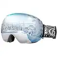 Ski Goggles Anti Fog UV400 Protection Double Layer Spherical Anti-Glare Lenses Snow Snowboard Skiing Goggles for Men Women Youth - Silvery