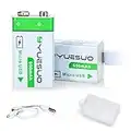 YUESUO 9V Rechargeable Batteries Lithium-ion 650mAh 2-Packs of 9V Battery with 2 in 1 Micro USB Charging Cable for Phone, Smoke Alarm Detector, Toys, Flashlights, Keyboard and More