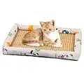 lencyotool Alfombrillas de refrigeración de bambú para Perros | Colchoneta Fresca de bambú para Dormir para Mascotas, jaulas para perreras,Almohadillas de enfriamiento Transpirables y Lavables Camas