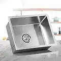 LOMAZOO Lavello da cucina in acciaio inox | Lavandino a 1 vasca | Lavabo da cucina insonorizzato (50 x 40 cm)