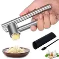 Mempedont Garlic Press Mincer - 304 Stainless Steel Garlic Crusher & Peeler Set, Detachable, Heavy-duty, Rust Proof Garlic Mincer Design for Extracts More Garlic Paste Per Clove