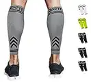 OXFIT Calf Compression Sleeve for Men & Women - Shin Splints Support, Calf Sleeves Ideal for Running, Injury Recovery, Leg Socks, Muscle Cramps - Pair (S, Grey)