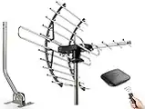 PIBIDI Digital HD TV Antenna, Amplified Attic/Outdoor Antenna, 360 Degree Rotation Wireless Remote, 4K 1080P VHF UHF, Mounting Pole Included, 200 Miles Range