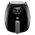 New House Kitchen Digital 3.5 Liter Air Fryer w/ Flat Basket, Touch Screen AirFryer, Non-Stick Dishwasher-Safe Basket, Use Less Oil For Fast Healthier Food, 60 Min Timer & Auto Shut Off, Black