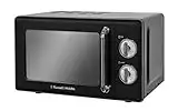 Russell Hobbs RHRETMM705B 17 L 700 W Black Compact Retro Solo Manual Microwave with 5 Power Levels, Timer, Defrost Setting, Easy Clean