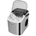 LIVINGbasics Portable Ice Maker, 1.2L Stainless Steel Ice Maker with View-Window, 9 Cubes Ready in 6 Mins, Countertop Ice Machine, 2 Sizes of Bullet Ice for Home Kitchen Office Bar Party