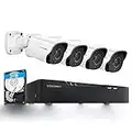 VEEZOOM 8CH 5MP PoE Home Security Camera System, 4pcs Wired 5MP PoE Security Camera, 4K 8 Channel NVR Recorder with 2TB HDD, Human & Motion Detection Outdoor Camera for 24/7 Recording - KN708P-51BS