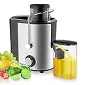 Juicer, Bagotte Centrifugal Juicer, 65mm Wide Feed Chute Juicer Machines for Whole Fruit and Vegetable, High Juice Yield Dual-Speed Juice Extractor with 304 Stainless Steel, BPA-Free, Easy to Clean