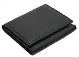 RAS Mens RFID Blocking Compact Genuine Leather Small Trifold Wallet 185 Black