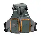 Wilderness Systems Fisher Kayaking Life Jacket | Easy Access Zippered Pockets Zippered Pockets | USCG Approved PFD - UL Type 5 Paddle Sports Life Vest | Large/X-Large, Gray (8070135)