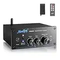 Amplificateur Hi-FI Bluetooth 2 x 100 W, Moukey Récepteur d'amplificateur de Puissance Audio stéréo 5.0, 2 canaux Classe D avec télécommande/Alimentation pour Haut-parleurs passifs, TV, DVD-MAMP4