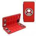 MAYAPHILOS 24 Game Card Case for Nintendo Switch OLED/Switch Lite/Switch or Micro SD Memory Cards,Portable Waterproof Thin Hard Shell Storage Box with 24 Slots-Red