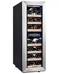 Kalamera Wine Fridge, 300mm Wine Cooler Fridge 2 Zones, Temperature Range 5-10°C/10-18°C, 19 bottles, 75L, KRC-75BSS