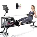 YOSUDA Water Rowing Machines with Bluetooth-Water Rowers 350LBS Weight Capacity for Home Use with Smooth Aluminum Dual Slide Rail & Rowing-Dedicated Monitor