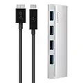 Belkin USB 3.0 auf USB-C 4 Port Hub + USB-C Kabel - USB C Hub W/Micro-B Kabel - 5W Powered USB Hub - Dockingstation - Macbooks, Google Chromebook Pixel & Standard USB A Geräte - mit USB C Kabel