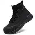 LARNMERN Safety Trainers Steel Toe Cap Trainers Men Comfortable SRC Non-Slip Safety Boots Work Boots Cushioning Safety Shoes Work Shoes Lightweight Work Trainers (Black,12UK)