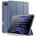 Vobafe Funda Compatible con iPad Pro 12.9 de 6.ª/5.ª/4.ª/3.ª Generación, Carcasa Trasera Flexible de TPU con Soporte para Lápiz para iPad Pro 12.9 2022/2021/2020/2018, Azul Gris