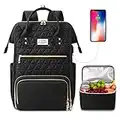 ETRONIK Lunch Rucksack Damen,Laptop Rucksack 15,6 Zoll mit isolierter Kühltasche, Wasserdicht Kühlrucksack mit USB Ladeanschluss,Kühltasche Lunch Tasche für Damen Herren Reisen Arbeit Schule,Schwarz