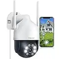 Jennov Caméra Surveillance WiFi Extérieure sans Fil, 2K Caméra de Sécurité Extérieure Pan/Tilt Vue à 360° avec Vision Nocturne, Détection de Mouvement, Sirène et Alarme Lumineuse, 24/7 Enregistrement