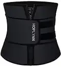 HOPLYNN Neoprene Sweat Waist Trainer Corset Trimmer Shaper Belt for Women, Workout Plus Size Waist Cincher Stomach Wraps Bands Black Medium