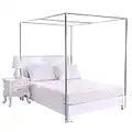 HOXMOMA Cadre de moustiquaire, Poteau de Rideau de lit en Acier Inoxydable, Poteau à baldaquin de 4 Lits d'angle, Support de moustiquaire, Convient pour Tous Les Lits, Argent,25mm,1.5×2m Bed