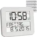 TFA Dostmann Timeline Max 60.4512 - Reloj de pared digital con radio y función de despertador, color blanco