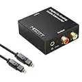 MISOTT Audio Digital zu Analog DAC Konverter, Optischer SPDIF Toslink Koaxial zu Analog Stereo L/R Adapter und 3,5 mm Klinke mit Optischem Kabel für PS3 PS4 Xbox DVD Sky Heimkino-System AV-Verstärker