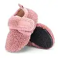 LACOFIA Toddler Girls Sock Slippers Kids Winter Warm Fleece House Shoes Children Anti-Slip Home Slippers Pink 5/5.5