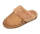 NINE WEST Scuff Slippers For Women, Extra Soft & Comfortable Winter House Shoes, Tan, Medium 7-8
