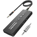 Ricevitore Trasmettitore Bluetooth 5.0, Adattatore Audio Bluetooth 3 in 1 con Jack AUX da 3.5 mm, Batteria da 300 mAh, Ricevitore per Auto, Amplificatore, Cuffie, Trasmettitore per TV, Telefono, PC