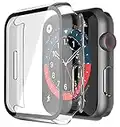 Misxi [2 Piezas] Transparente PC Funda con Cristal Templado Protector de Pantalla para Apple Watch Series 8 Series 7 41mm, HD Anti-Choque Cobertura Completa Carcasa para iWatch