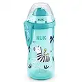 NUK Biberón de aprendizaje Flexi Cup con pajita suave | efecto camaleón | 300 ml | 12+ meses | a prueba de fugas | sin BPA | cebra (azul) | 1 pieza (1 paquete)