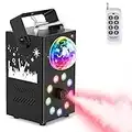 Machine a Fumée 700W, UKing Machine Brouillard avec RGB Boule Disco et 9 LED,Effet de Brouillard à Haut, Charge 16 Couleurs/Stroboscopiques/Télécommandes pour DJ Disco Show Club Bar