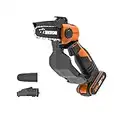 WORX WG324E Mini sierra de cadena para poda 20 V Máx. Worx, PowerShare, Incluye 1 batería 2 Ah y cargador, Motosierra de poda, Ligera y compacta, Multicolor, Espada de 12 cm