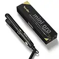 Terviiix Mini Flat Iron for Short Hair Temperature Adjustable, 1/2 Inch Mini Travel Hair Straightener, Small Portable Ceramic Hair Straightener for Men, Black