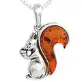 Sterling Silver & Natural Baltic Amber SQUIRREL Pendant & Necklace