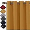 Thermal Insulated Blackout Ring Top Eyelet Curtains for Bedroom Windows 66 x 72 Inches Ochre 2 Panels (66”(167cm) wide x 72”(182cm) long, Ochre)