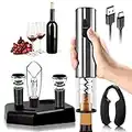 Wine Gift-Rocyis Electric Wine Opener Set-Cordless Wine Corkscrew Bottle Opener with Charging Base Type-C USB, Foil Cutter, Aerator Pourer, Vacuum Stoppers (6 piece)