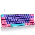 Mosptnspg RGB Mini 60% Percent Mechanical Gaming Keyboard, red Switch Ultra-Compact Backlit Ergonomic Wired Office Keyboard with Purple/Pink PBT keycaps for for Mac/Win/PC/ps5(Purple/red Switch)